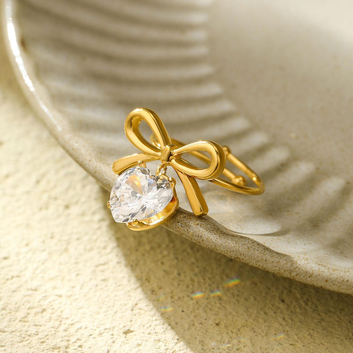 Gold Roman Numeral Crystal Eternity Ring