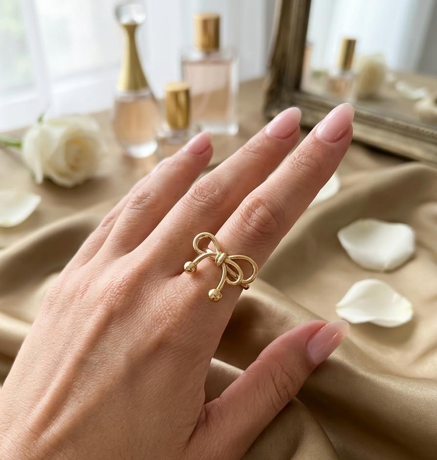 Gold Abstract Heart Wing Ring