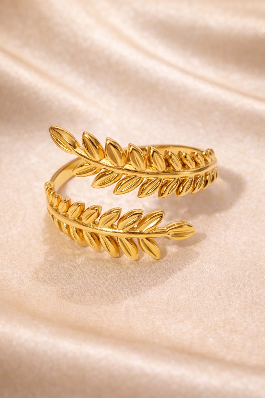 Gold Abstract Leaf Wing Ring