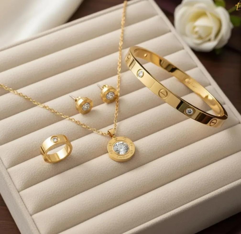 Cartier Love Necklace, Ring, Earrings & Bangle Set