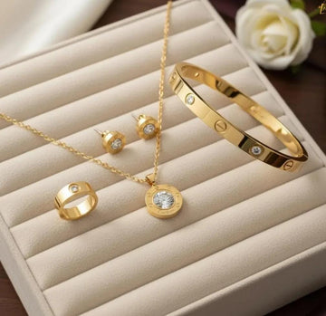 Cartier Love Necklace, Ring, Earrings & Bangle Set