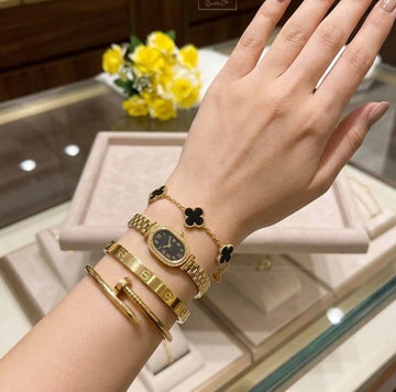 Golden Clover Watch & Bangle Stack Set