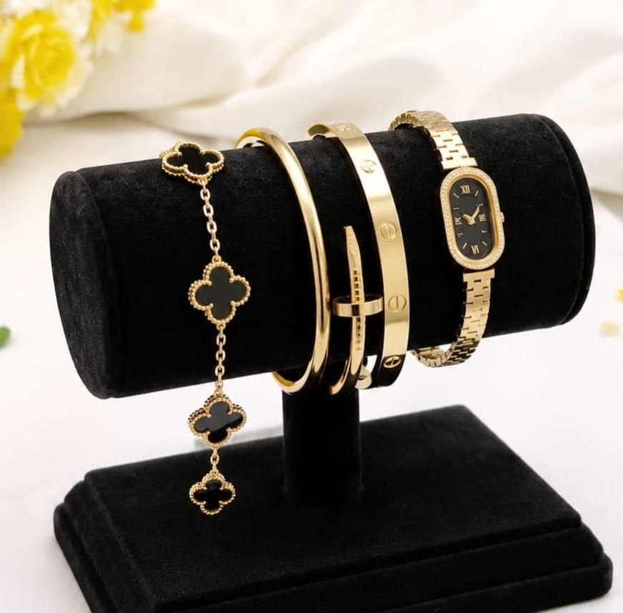 Golden Clover Watch & Bangle Stack Set