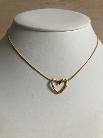 Gold Open Heart Pendant Necklace