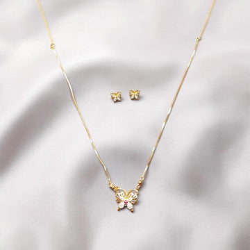 Golden Butterfly Necklace & Earrings Set