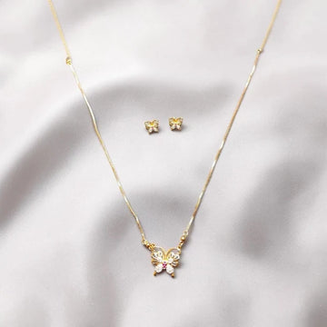 Golden Butterfly Necklace & Earrings Set