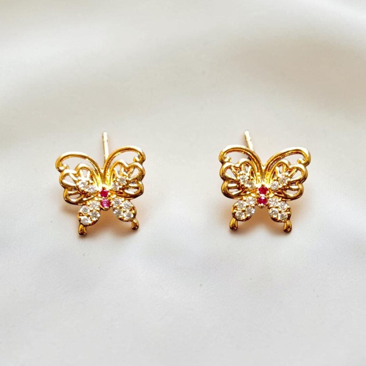 Golden Butterfly Necklace & Earrings Set