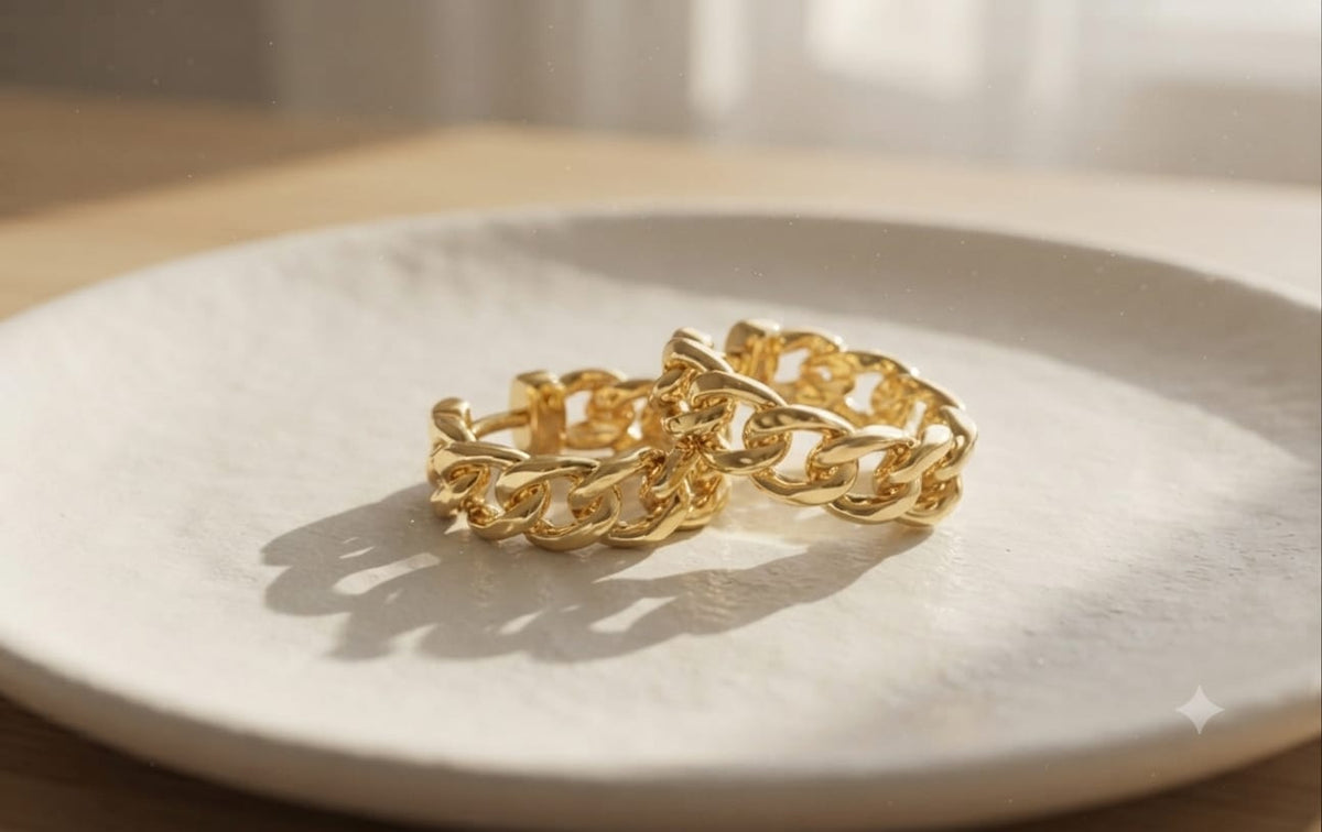Gold Chain Hoop Earrings