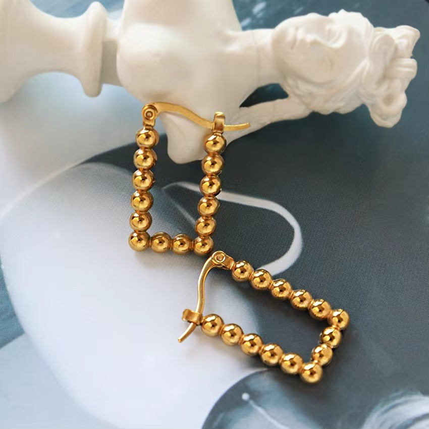 Gold Bead Hoop Earrings