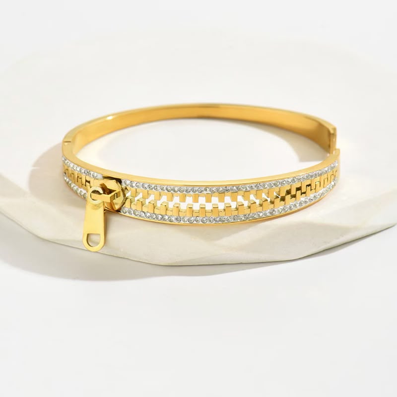 Gold Zipper Bangle Bracelet for Women