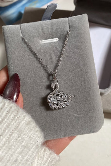 Crystal Swan Necklace for Women