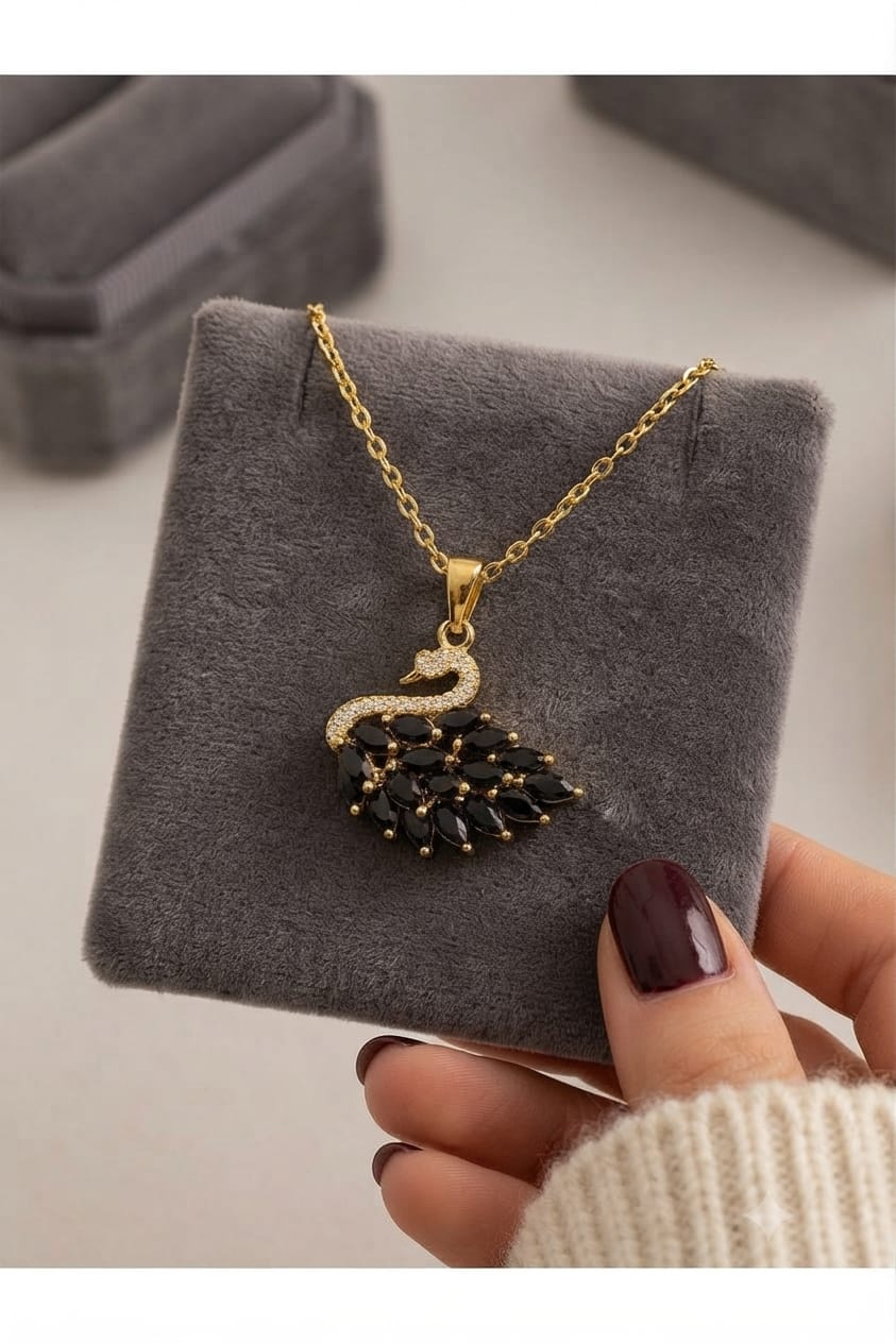 Crystal Swan Necklace for Women