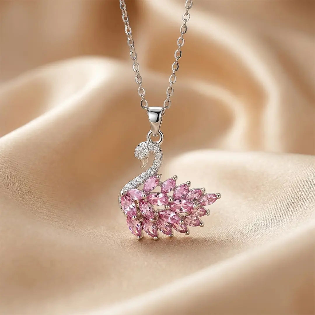 Crystal Swan Necklace for Women