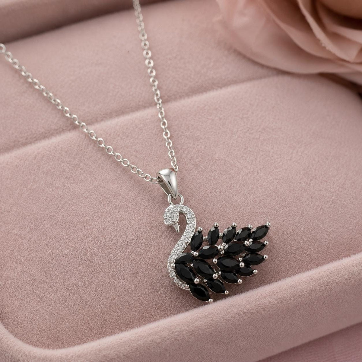 Crystal Swan Necklace for Women