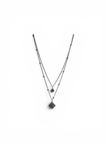 Silver Square Halo necklace