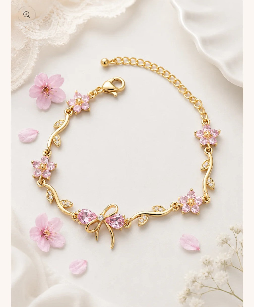 Cherry Blossom Vine Charm Bracelet