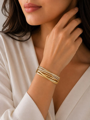 Crossover Layered Cuff Bangle