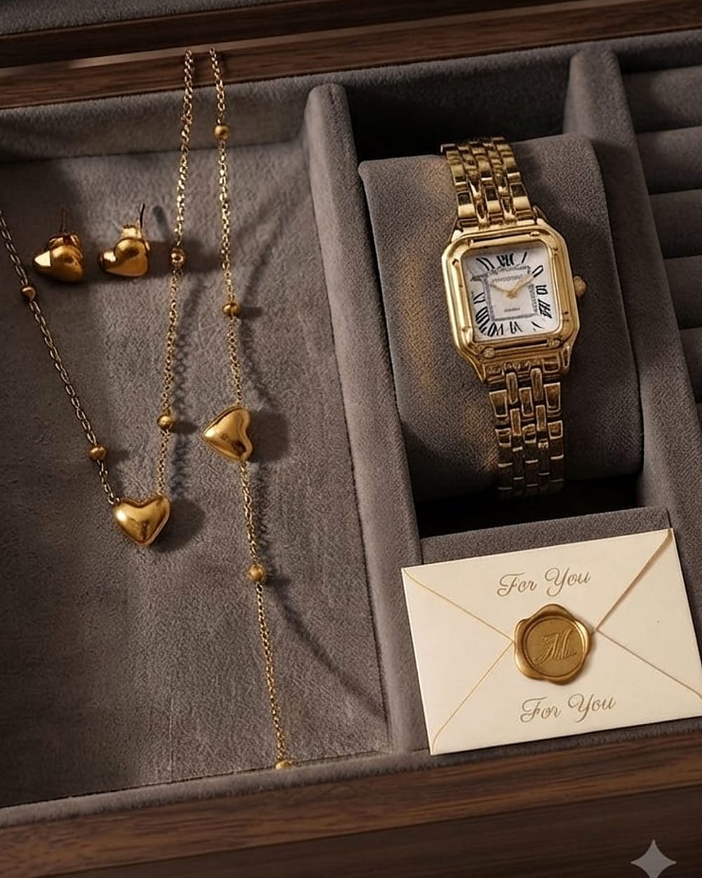 Golden Heart & Watch Gift Set