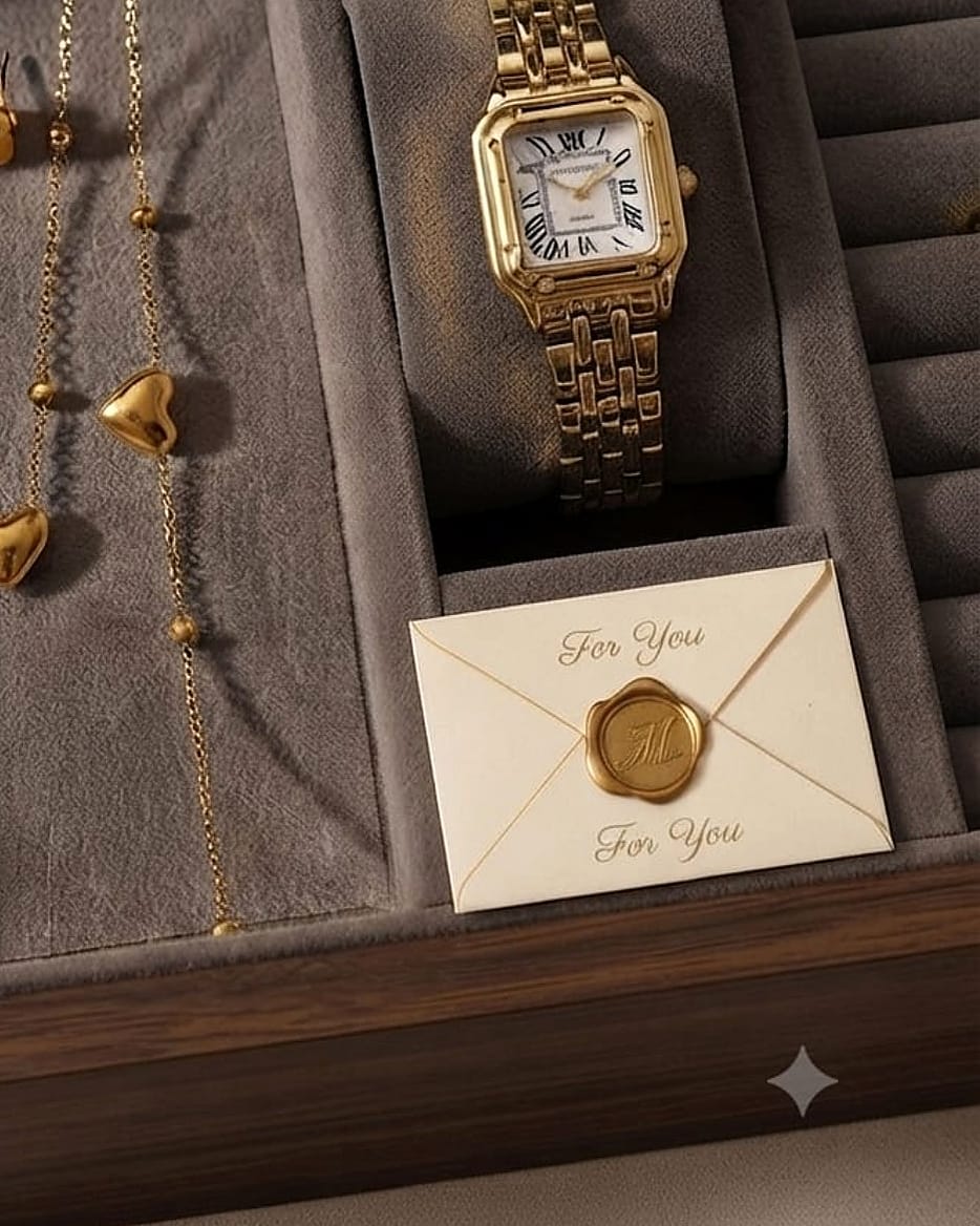 Golden Heart & Watch Gift Set