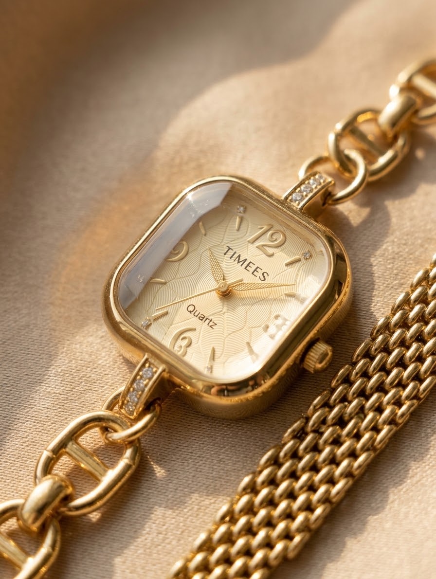 Silver Crystal Watch & Mesh Bracelet Combo