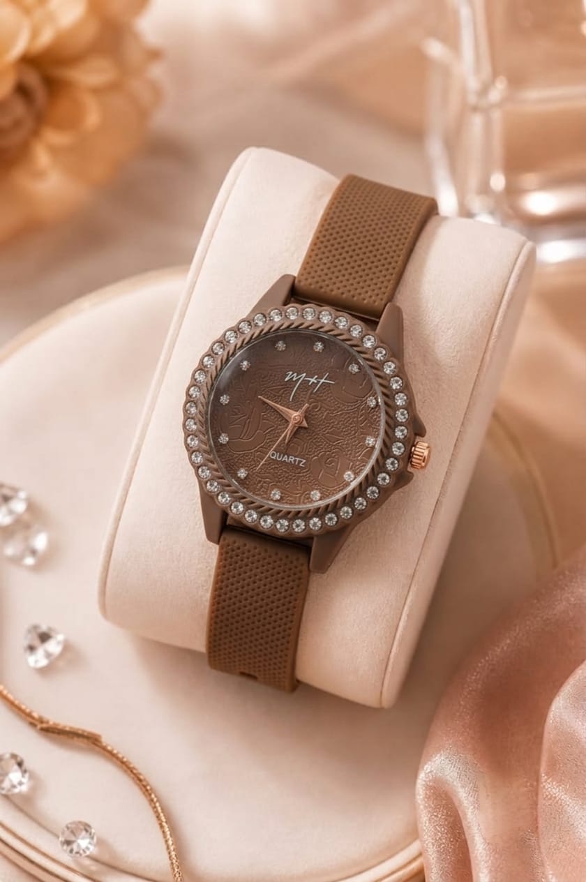 Floral Dial Silicone Strap Watches