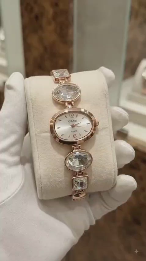 Oval Dial Crystal Bracelet Watch